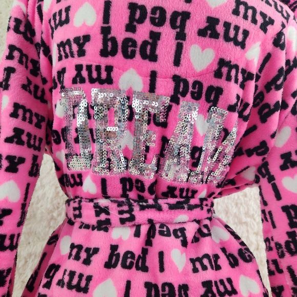 Sequin Cute fashion Plush Hooded Robe NWT - Picture 3 of 6